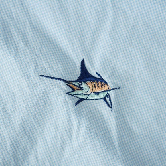 Guy Harvey Button Up Long Sleeve Shirt Gingham Marlin Fish Embroidered Men Sz M - Picture 6 of 14